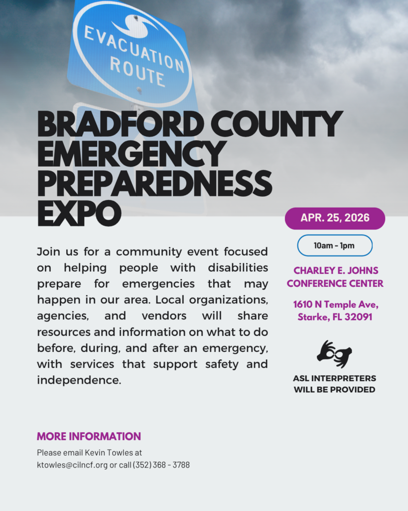 ID: Flyer for Bradford County Emergency Preparedness Expo with date, time, location, and accessibility info including ASL interpreters.